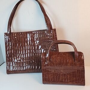 DKNY City 2 bags- tote bag and handbag- croc embossed man-made materials